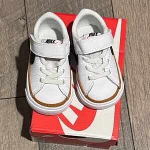 Nike Kids White and Brown Court Legacy Sneakers